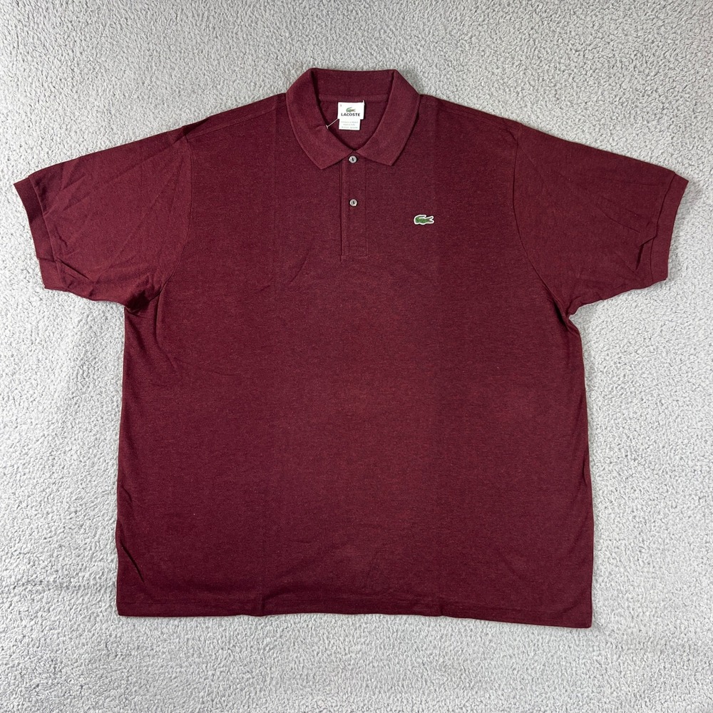 Lacoste Polo Shirt Men US 4XL (EU/3XL) Burgundy Heather Short Sleeve Logo Cotton